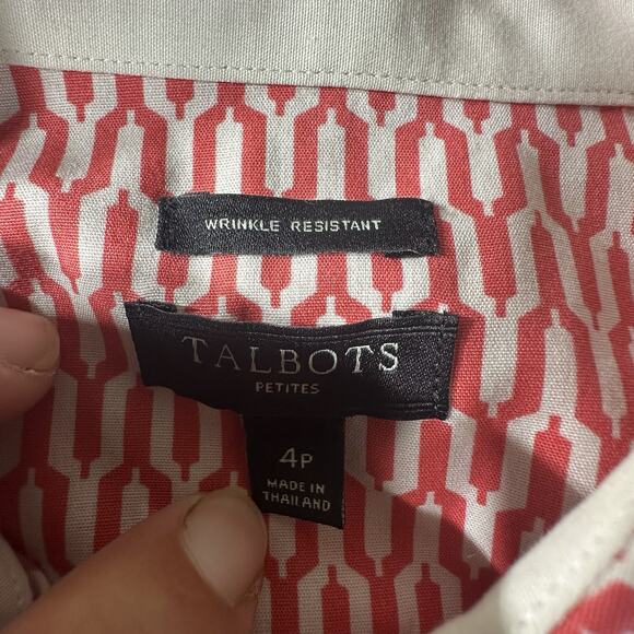 Talbots Top Womens Long Sleeve Collared Button Cotton Blouse Shirt Casual (4P) - Picture 3 of 6